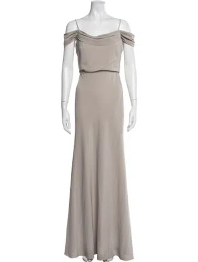 Pre-owned Jenny Yoo Off-the-shoulder Long Dress In Neutrals