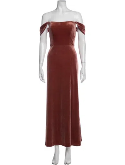Pre-owned Jenny Yoo Off-the-shoulder Long Dress In Red