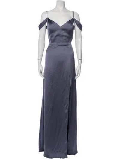 Pre-owned Jenny Yoo Off-the-shoulder Long Dress W/ Tags In Blue