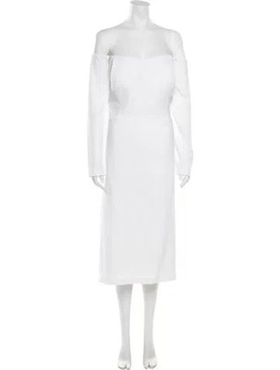Pre-owned Jenny Yoo Off-the-shoulder Long Dress W/ Tags In White