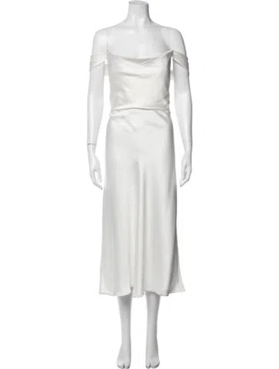 Pre-owned Jenny Yoo Off-the-shoulder Long Dress In White