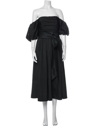 Pre-owned Jenny Yoo Off-the-shoulder Midi Length Dress W/ Tags In Black