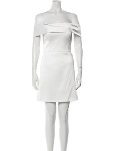Pre-owned Jenny Yoo Off-the-shoulder Mini Dress In Neutrals