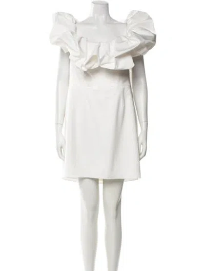 Pre-owned Jenny Yoo Off-the-shoulder Mini Dress W/ Tags In White
