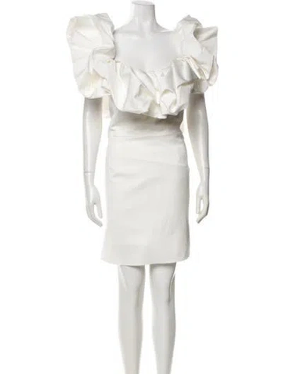 Pre-owned Jenny Yoo Off-the-shoulder Mini Dress W/ Tags In White