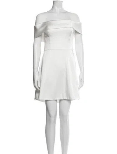 Pre-owned Jenny Yoo Off-the-shoulder Mini Dress In White