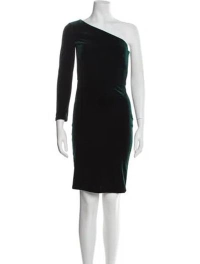 Pre-owned Jenny Yoo One-shoulder Knee-length Dress In Green