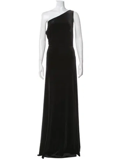 Pre-owned Jenny Yoo One-shoulder Long Dress In Black