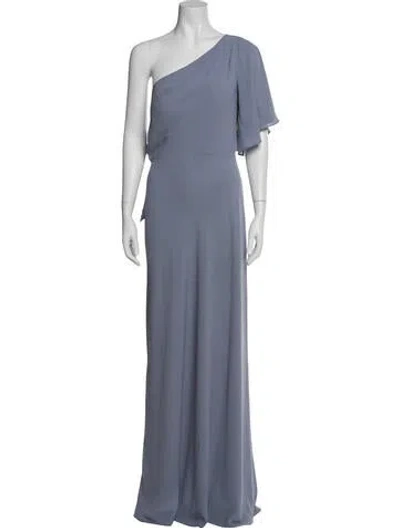 Pre-owned Jenny Yoo One-shoulder Long Dress In Blue