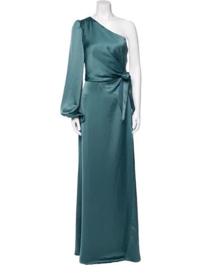 Pre-owned Jenny Yoo One-shoulder Long Dress In Blue