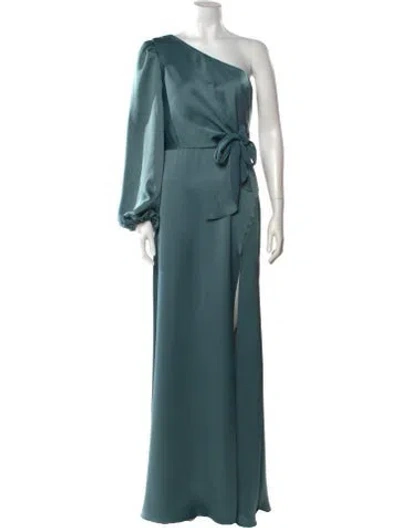 Pre-owned Jenny Yoo One-shoulder Long Dress In Blue