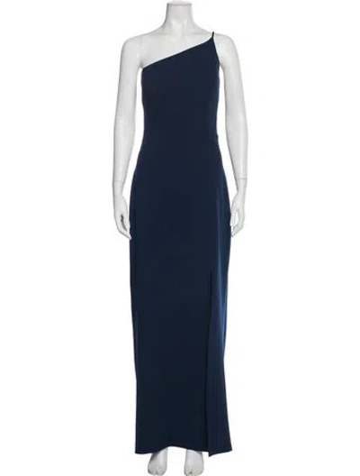Pre-owned Jenny Yoo One-shoulder Long Dress In Blue