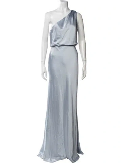 Pre-owned Jenny Yoo One-shoulder Long Dress In Blue