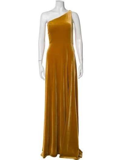 Pre-owned Jenny Yoo One-shoulder Long Dress In Gold