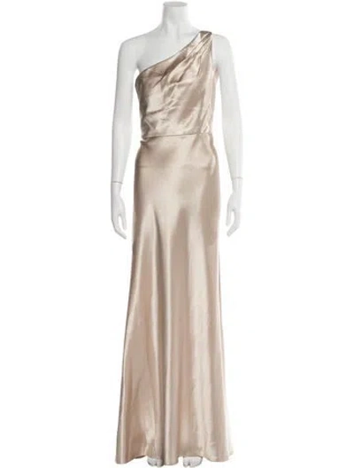 Pre-owned Jenny Yoo One-shoulder Long Dress In Gold