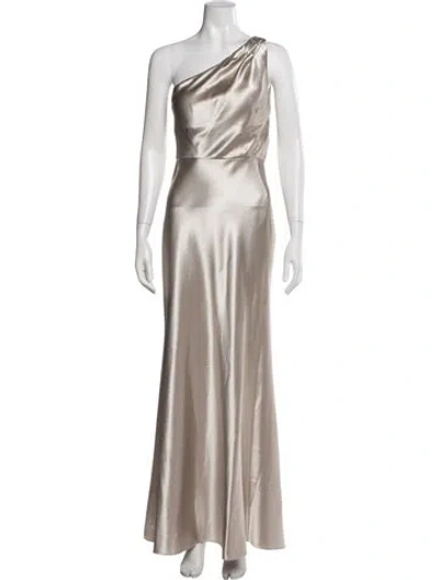 Pre-owned Jenny Yoo One-shoulder Long Dress In Gold