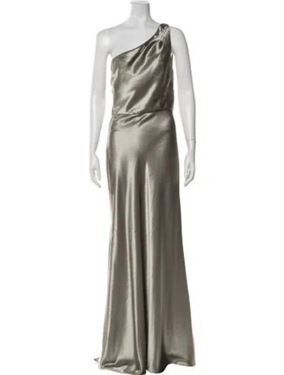Pre-owned Jenny Yoo One-shoulder Long Dress In Gold