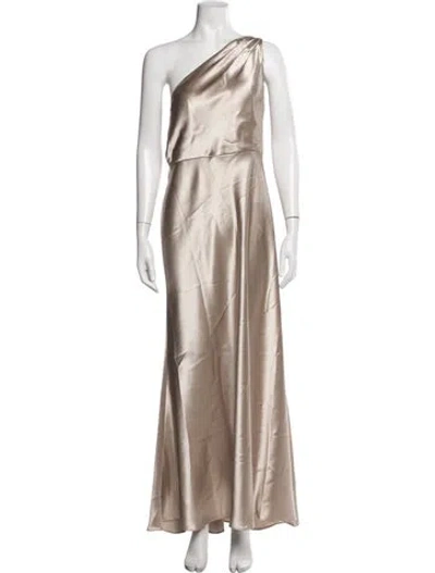 Pre-owned Jenny Yoo One-shoulder Long Dress In Gold/metallic