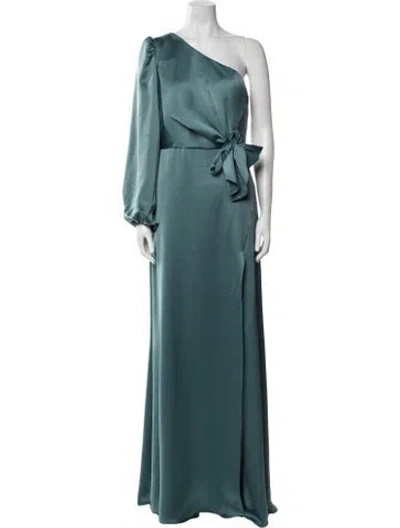 Pre-owned Jenny Yoo One-shoulder Long Dress In Green