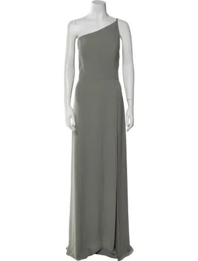 Pre-owned Jenny Yoo One-shoulder Long Dress In Green