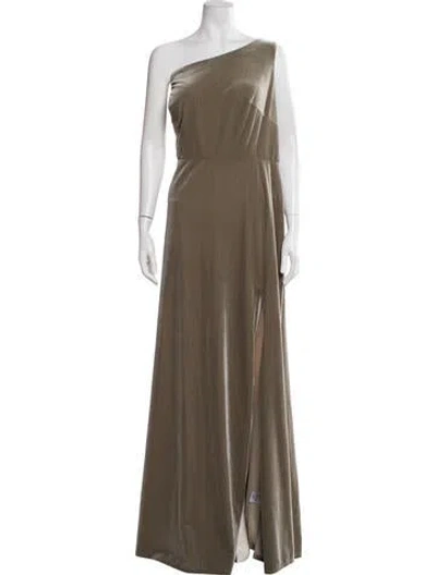 Pre-owned Jenny Yoo One-shoulder Long Dress In Green