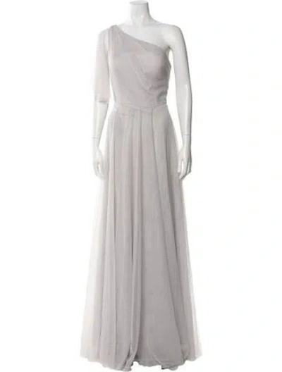 Pre-owned Jenny Yoo One-shoulder Long Dress In Neutral