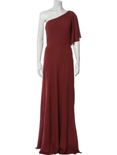 Pre-owned Jenny Yoo One-shoulder Long Dress In Orange