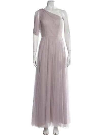 Pre-owned Jenny Yoo One-shoulder Long Dress In Purple