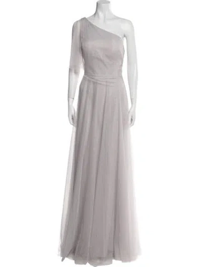 Pre-owned Jenny Yoo One-shoulder Long Dress W/ Tags In Gray