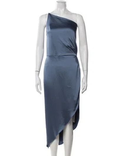 Pre-owned Jenny Yoo One-shoulder Midi Length Dress W/ Tags In Blue