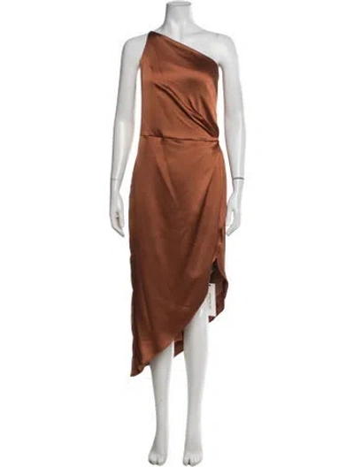 Pre-owned Jenny Yoo One-shoulder Midi Length Dress W/ Tags In Brown