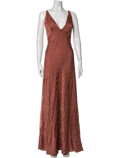 Pre-owned Jenny Yoo Patterned Long Dress In Orange