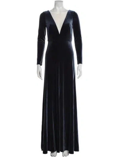 Pre-owned Jenny Yoo Plunge Neckline Long Dress In Blue