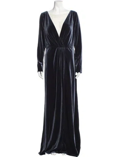 Pre-owned Jenny Yoo Plunge Neckline Long Dress In Blue