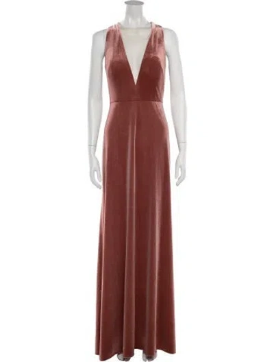 Pre-owned Jenny Yoo Plunge Neckline Long Dress In Brown