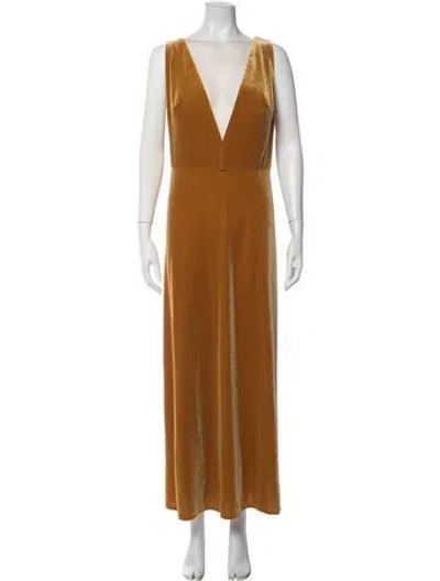 Pre-owned Jenny Yoo Plunge Neckline Long Dress In Gold