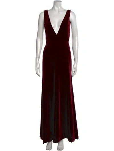 Pre-owned Jenny Yoo Plunge Neckline Long Dress In Red