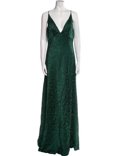 Pre-owned Jenny Yoo Plunge Neckline Long Dress W/ Tags In Green