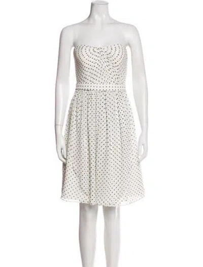 Pre-owned Jenny Yoo Polka Dot Print Mini Dress In White