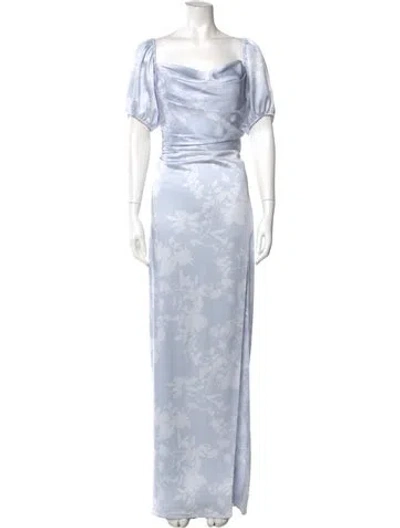 Pre-owned Jenny Yoo Printed Long Dress In Blue