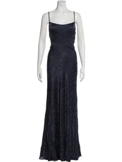 Pre-owned Jenny Yoo Printed Long Dress In Blue