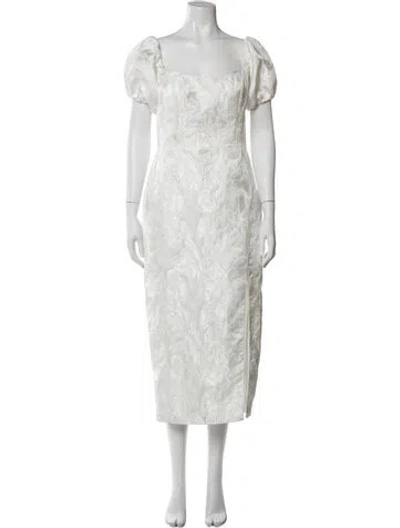 Pre-owned Jenny Yoo Printed Long Dress In White