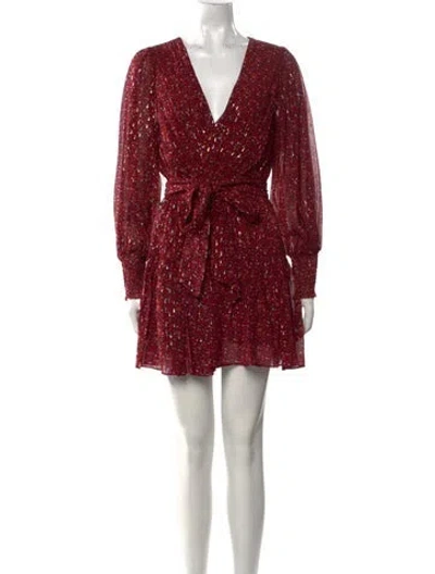 Pre-owned Jenny Yoo Printed Mini Dress In Burgundy