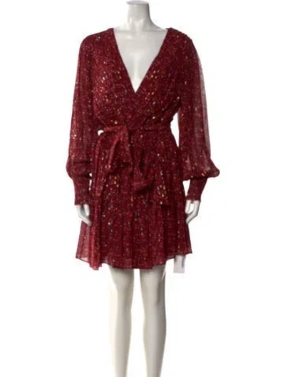 Pre-owned Jenny Yoo Printed Mini Dress W/ Tags In Burgundy