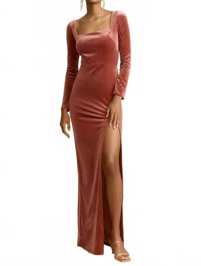 Jenny Yoo Rachel Long Sleeve Square Neck Dress In Rose In Pink