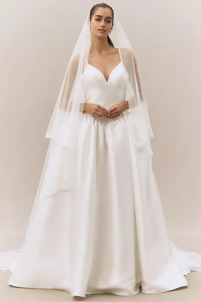 Jenny Yoo Roan Tulle Scallop Lace-trim Bridal Veil In White