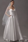 Jenny Yoo Romina Strapless Cowl-neck A-line Taffeta Wedding Gown In White