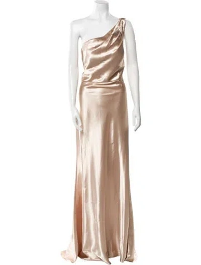 Pre-owned Jenny Yoo Satin Long Dress In Neutral