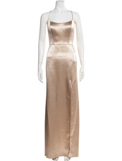 Pre-owned Jenny Yoo Satin Long Dress W/ Tags In Gold