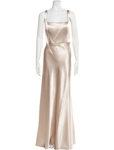 Pre-owned Jenny Yoo Satin Long Dress W/ Tags In Gold